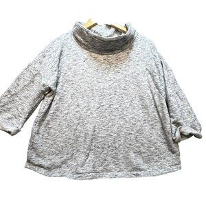 J. Jil Pure Jill Womens Cowl Neck Sweater MP Gray Marled Pullover Tunic Pockets